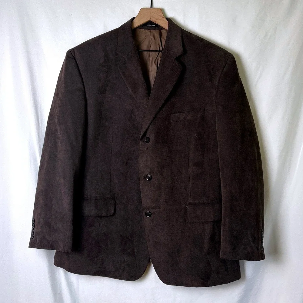 Calvin Klein Mens Corduroy 3 Button Blazer Size 46S Brown Academia Professor